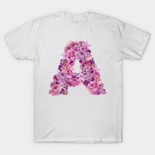 Pink Floral Letter A T-Shirt